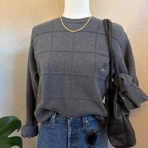 IZOD Gray Knit Sweater Minimal Preppy Oversized Fit